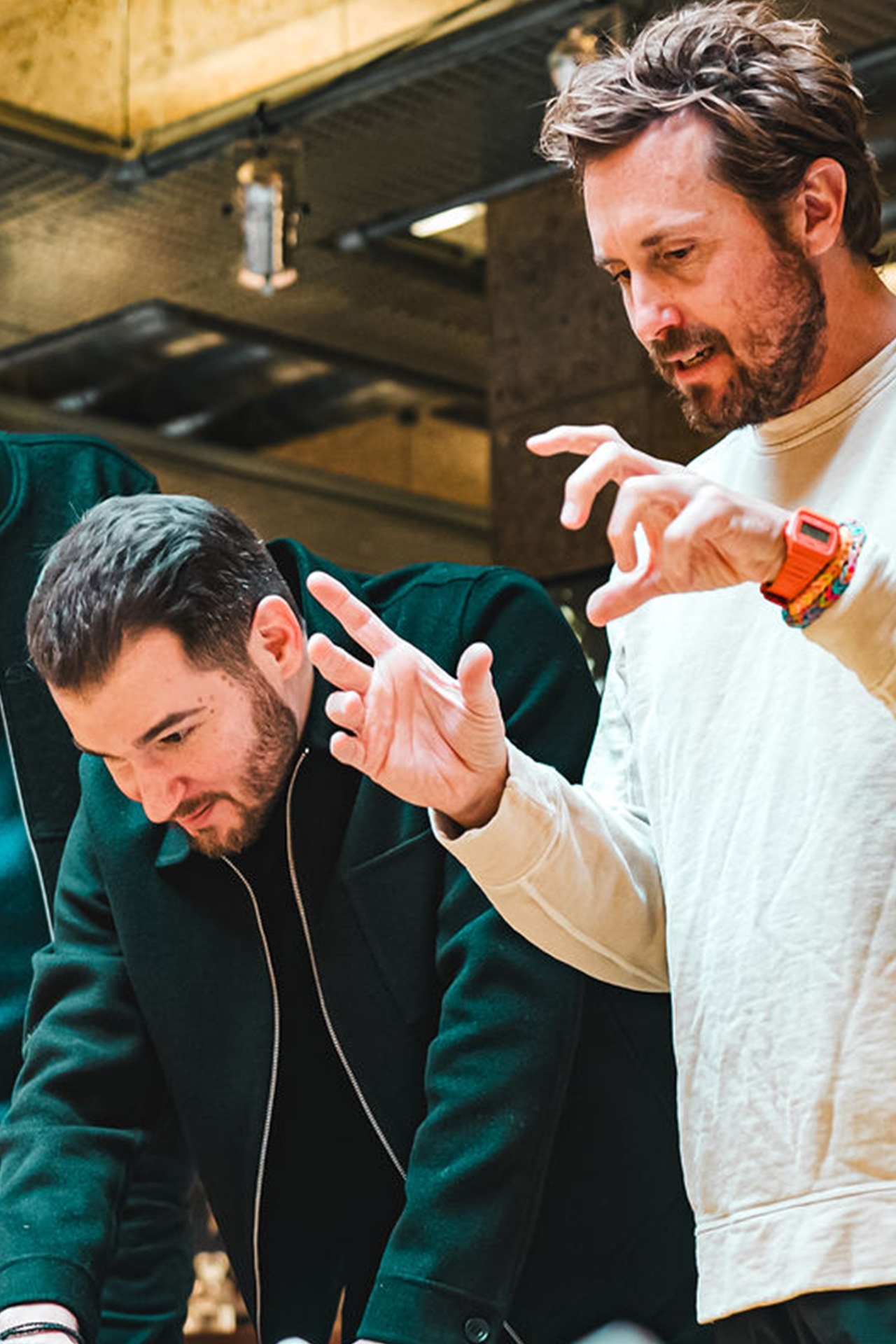 Nick Tidball (Co-Founder, Vollebak) with Doeke de Walle (Manager, Advanced Interior Design) discussing the dream configuration.